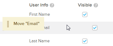 Changing the order of user fields
