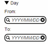 Example of a filter in which users define a date range