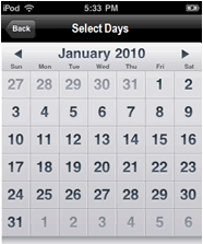 Beispiel für eine Kalendereingabe