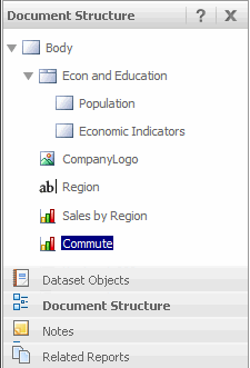 Example of Selecting Document Structure Panel from the Tools menu