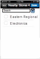 Exemplo de um prompt de elemento de atributo exibindo uma lista de lojas