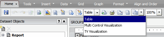 Selección del widget personalizado para usar a fin de mostrar un informe