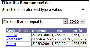 Metric selector: qualification style