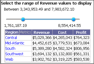 Metric selector: slider style