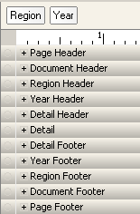 Region and Year headers and footers in Design View