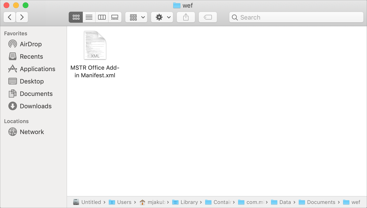 Manifest file in the wef folder
