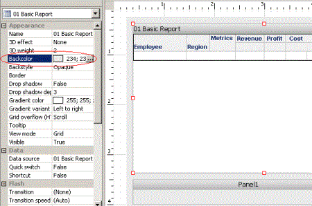 Dashboard in Document Editor, with Grid/Graph