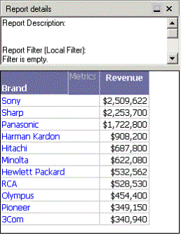 Report details pane contains "Report Filter (Local Filter): Filter is empty."