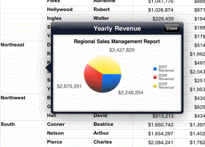 Information Window displaying a pie chart for the selected region