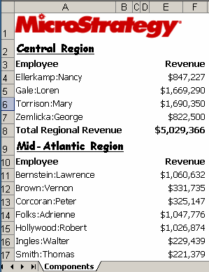 Document exported to Excel