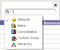 List of object types to search